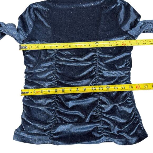 A Love Story Top Glitter Ruching Gray L/S Large Stretch Whimsical DarkFairy - Picture 6 of 8